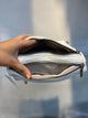 White Textured Vegan Leather Sling Bag | Zip Pocket-02 image 4