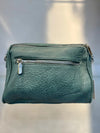 Green Textured Vegan Leather Sling Bag | Zip Pocket-02