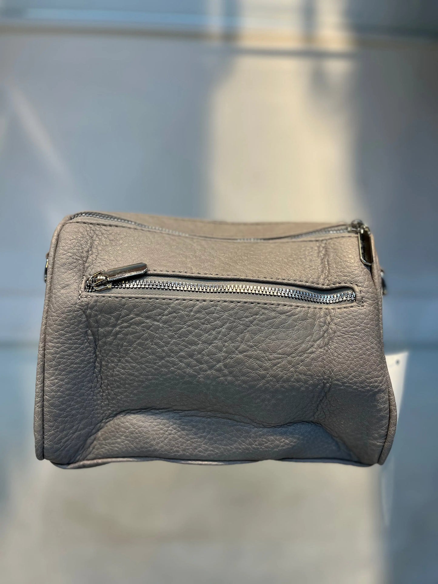 Greay Textured Vegan Leather Sling Bag | Zip Pocket-02