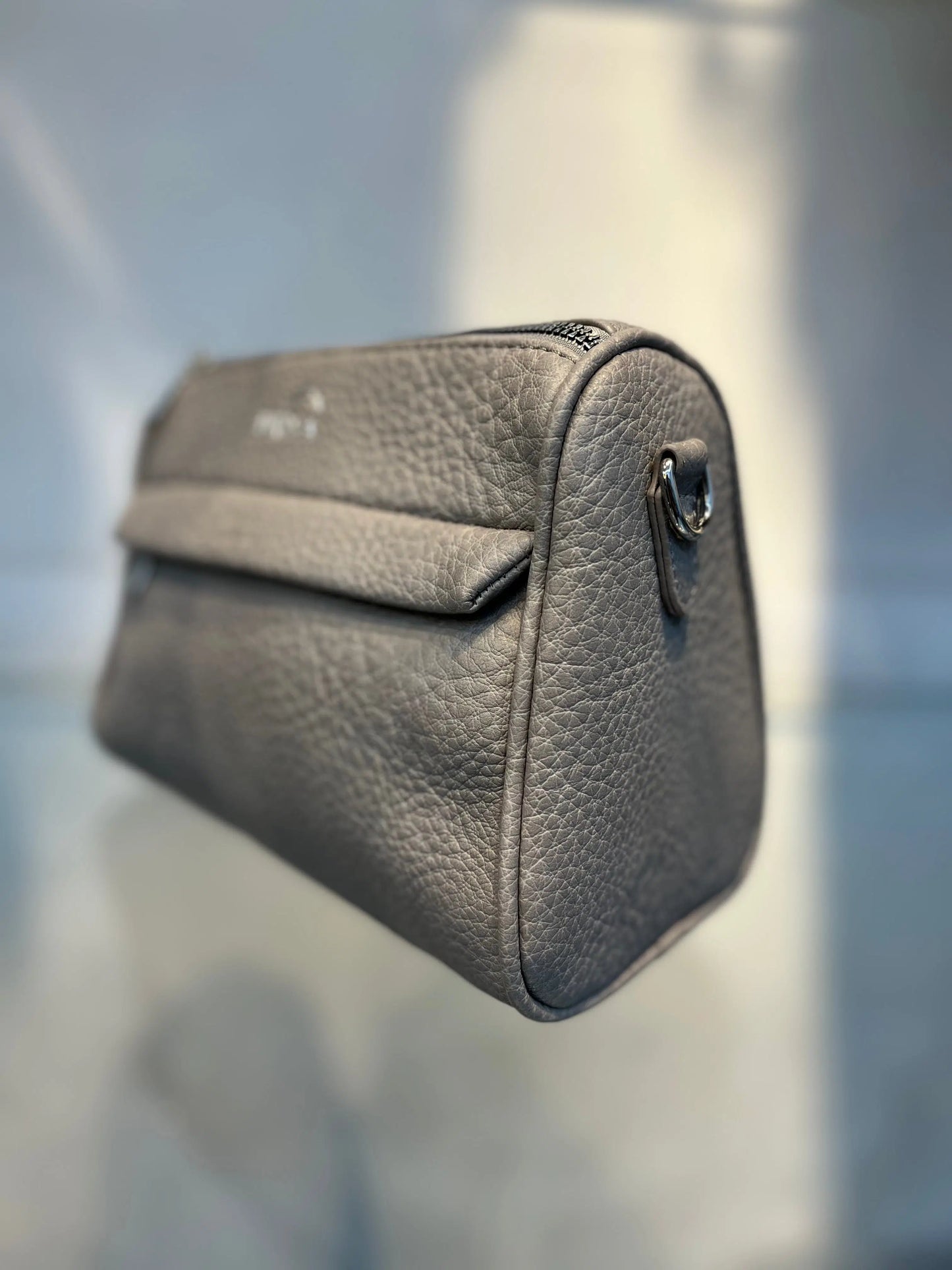 Greay Textured Vegan Leather Sling Bag | Zip Pocket-02