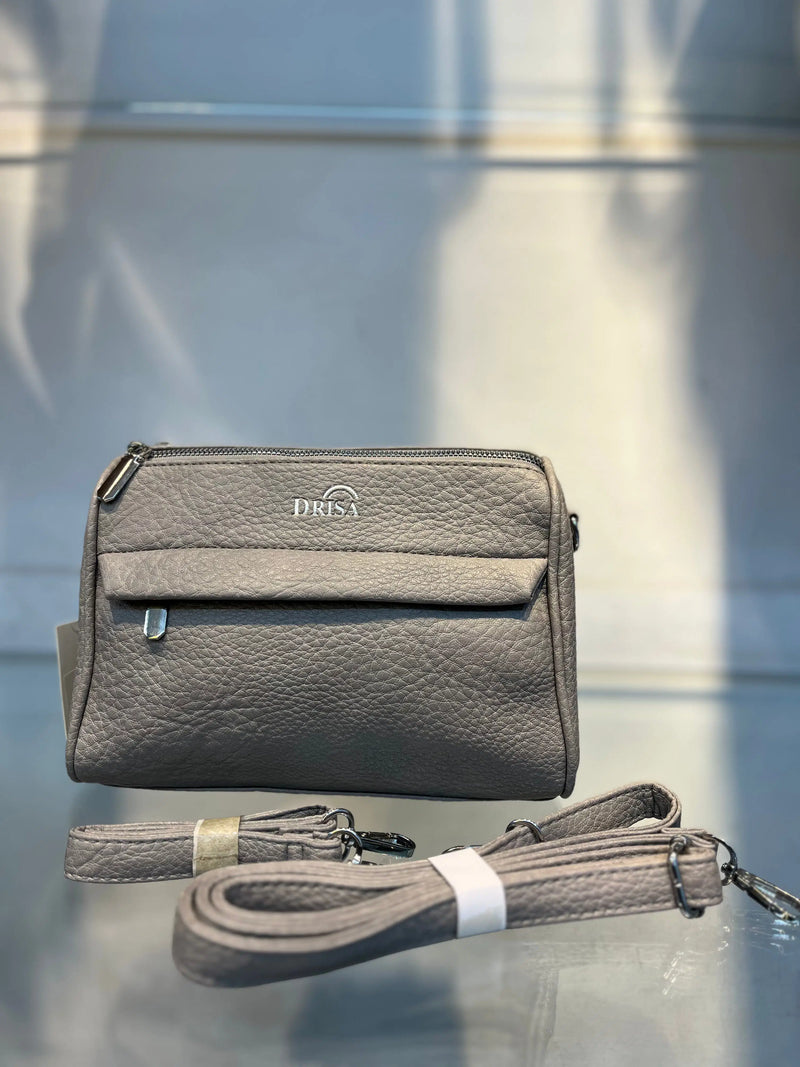 Greay Textured Vegan Leather Sling Bag | Zip Pocket-02