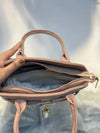 Pink Faux Leather Satchel Handbag with Lock Charm