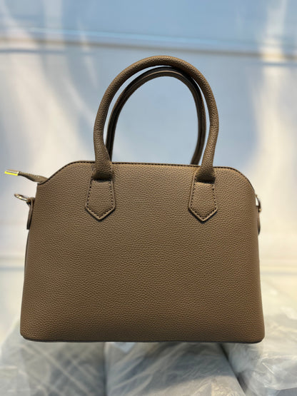 Tea Faux Leather Satchel Handbag with Lock Charm
