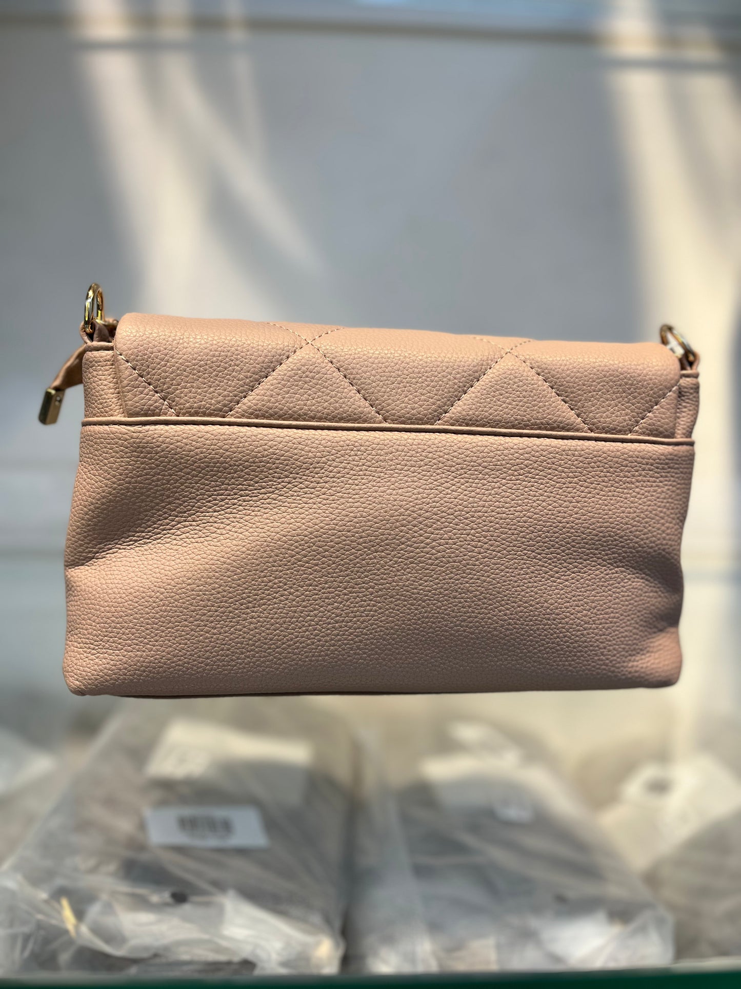 Quilted Vegan Faux Leather Cushion Bag Pink