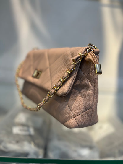 Quilted Vegan Faux Leather Cushion Bag Pink