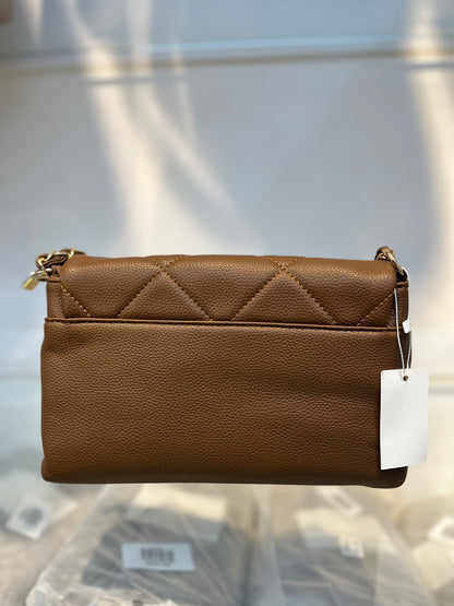 Quilted Vegan Faux Leather Cushion Bag Coffee