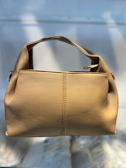 Premium Vegan Leather Khakhi Sling Vanilla Handbag