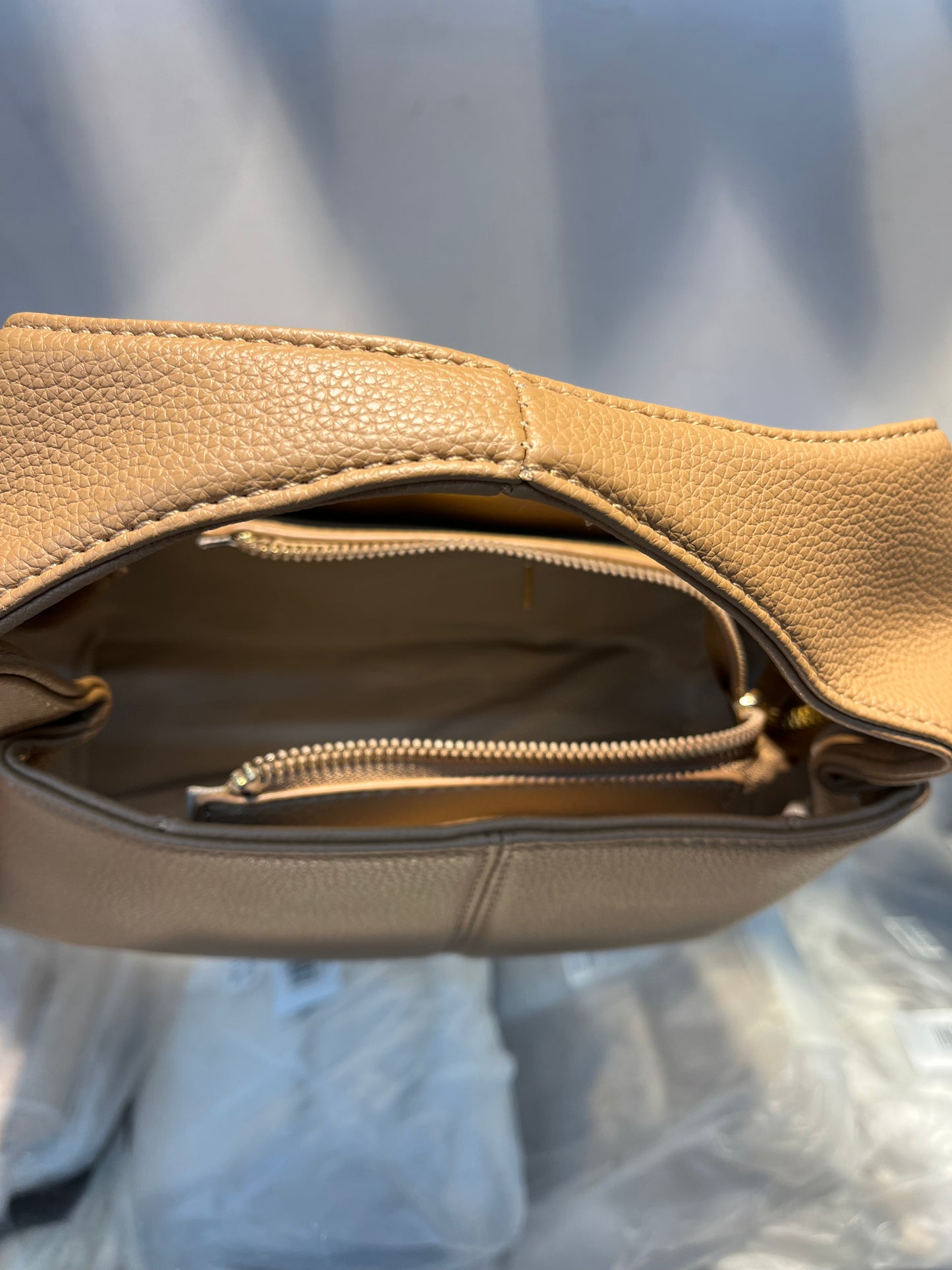 Premium Vegan Leather Khakhi Sling Vanilla Handbag