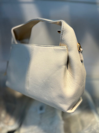 Premium Vegan Leather Off White Sling Vanilla Handbag