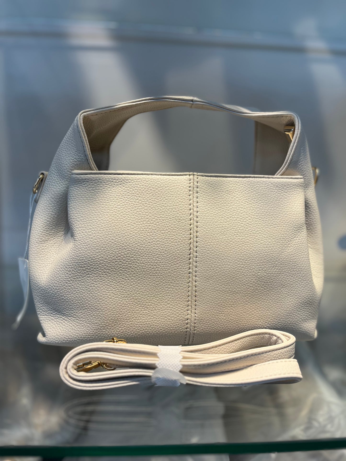 Premium Vegan Leather Off White Sling Vanilla Handbag