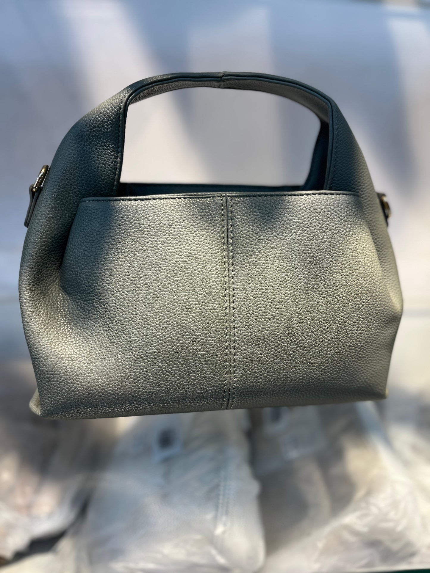 Premium Vegan Leather Olive Green Sling Vanilla Handbag