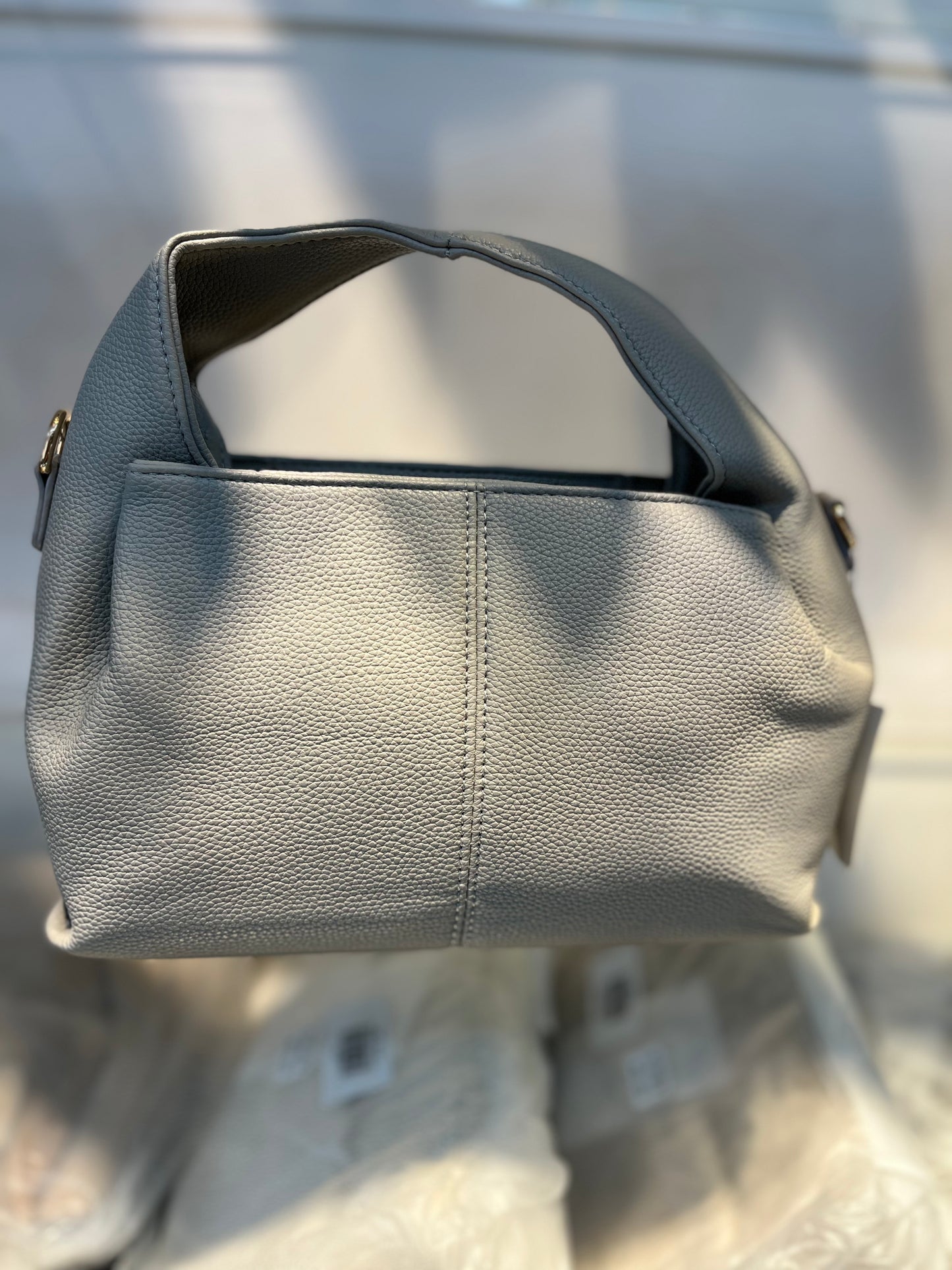 Premium Vegan Leather Grey Sling Vanilla Handbag