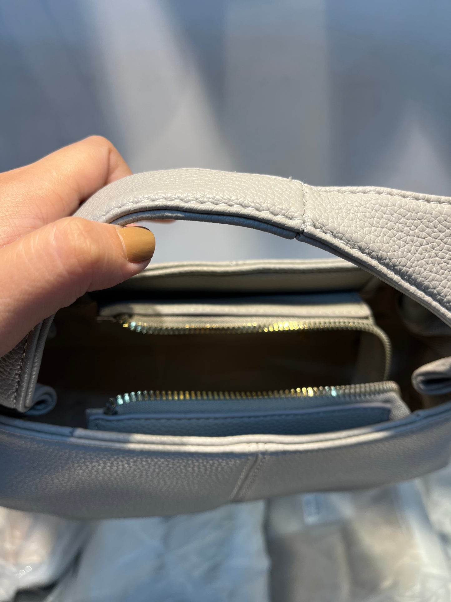 Premium Vegan Leather Grey Sling Vanilla Handbag