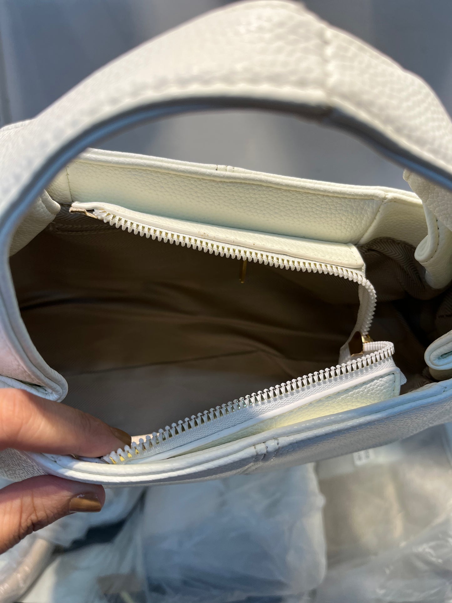 Premium Vegan Leather White Sling Vanilla Handbag