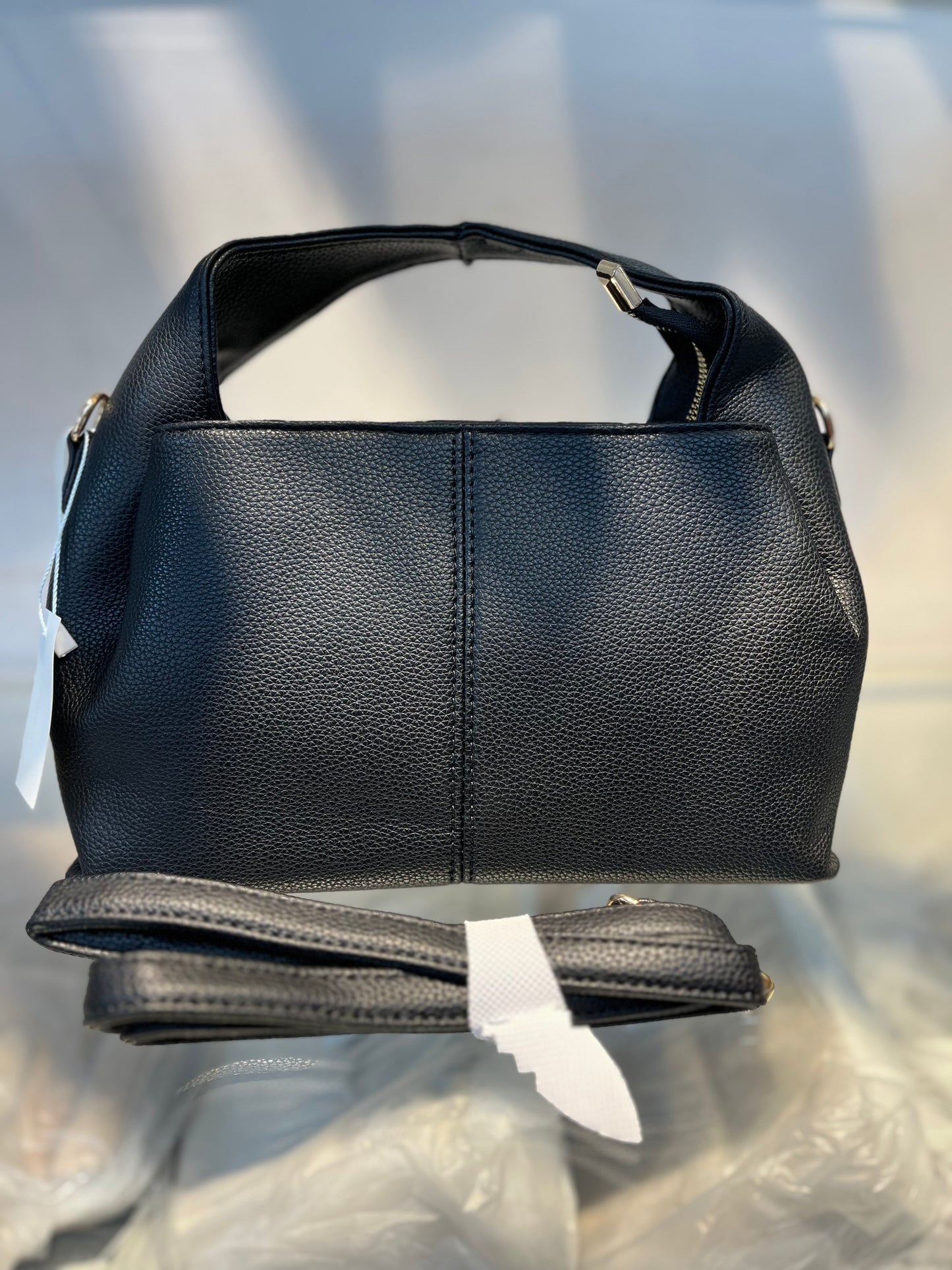 Premium Vegan Leather Black Sling Vanilla Handbag