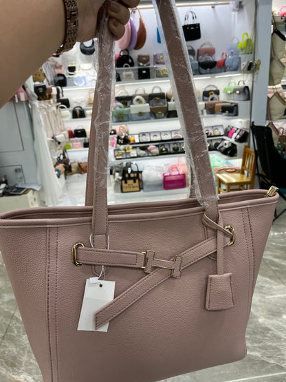 Structured Pink Handbag with Gold Buckle | Perfect for Everyday Style