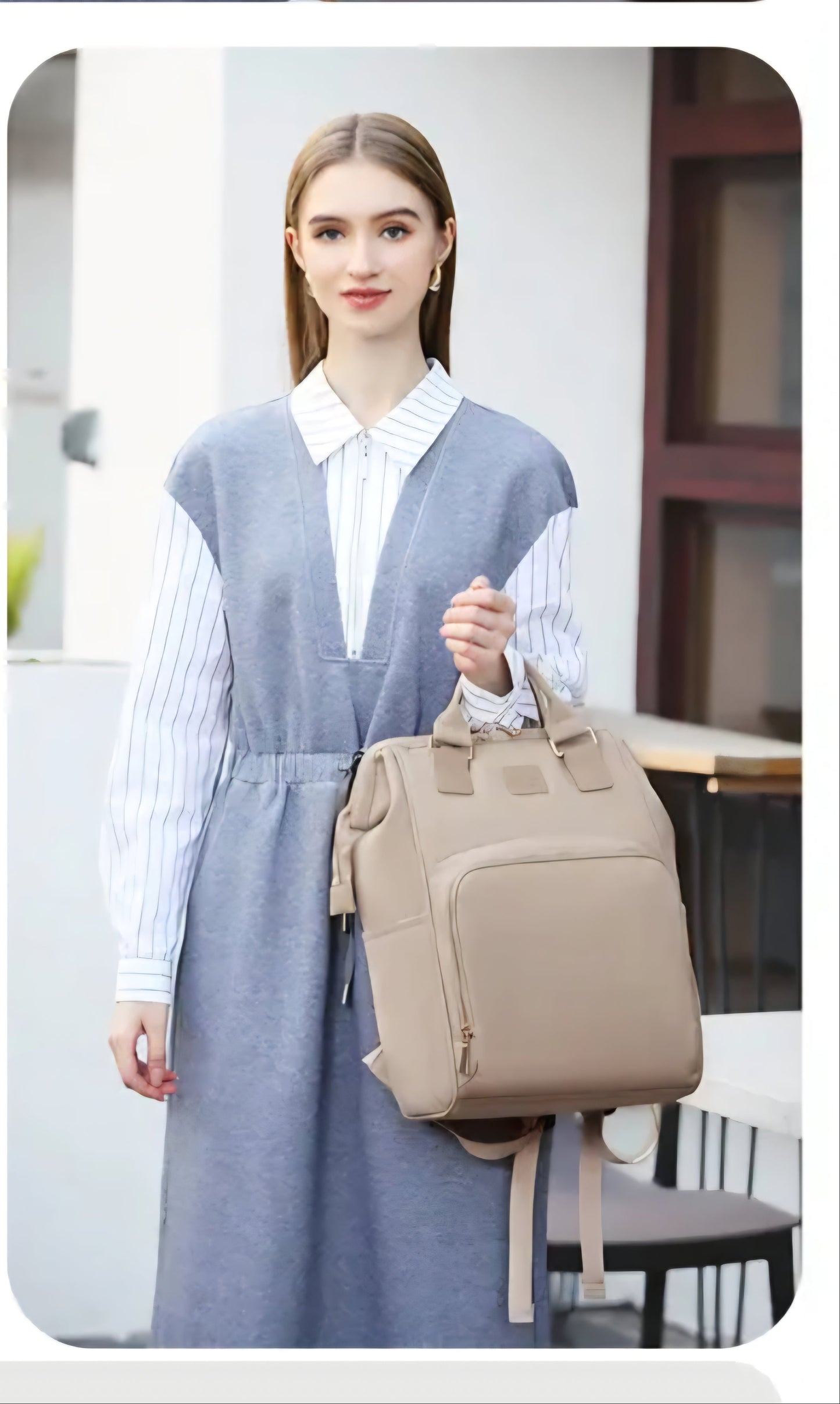 Luxe Imported Satin Water-Resistant Commuter Backpack with Thermal & Smart Storage Beige