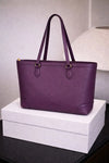 Regal Violet Embossed Luxury Tote – Premium Vegan Leather Everyday Carry