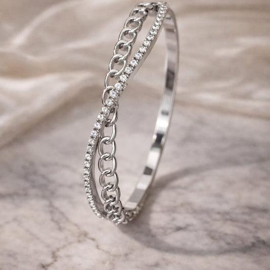 Silver-Tone Linked Infinity Bangle | Water-Resistant & Non-Allergic