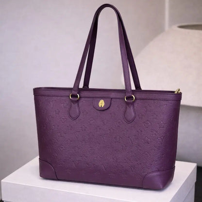 Regal Violet Embossed Luxury Tote – Premium Vegan Leather Everyday Carry