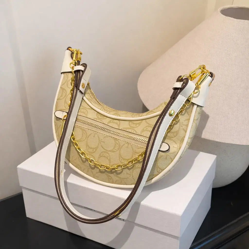 Monogram Crescent Vegan Leather Hobo Bag – Ivory & Sand