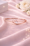 Heart-to-Heart Pavé Bangle – Premium Imported Edition Rose Gold