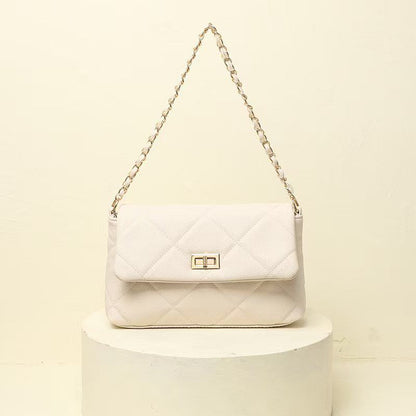 Quilted Vegan Faux Leather Cushion Bag Off White