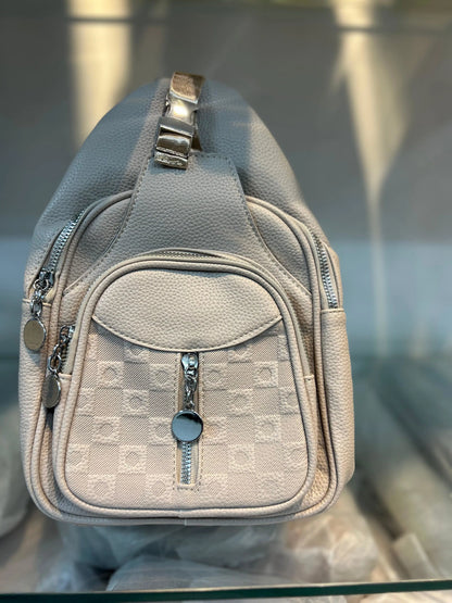 Premium Soft Vegan Leather Chest Bag – Elegant Sand Beige Crossbody Sling for Travel & Daily Wear