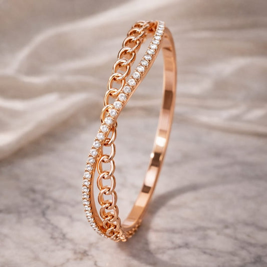 Rose-Toned Linked Infinity Bangle | Water-Resistant & Non-Allergic