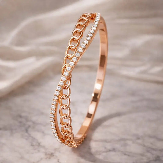 Rose-Toned Linked Infinity Bangle | Water-Resistant & Non-Allergic