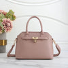 Pink Faux Leather Satchel Handbag with Lock Charm