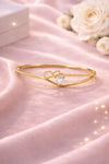 Heart-to-Heart Pavé Bangle – Premium Imported Edition Gold