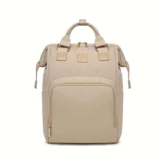 Luxe Imported Satin Water-Resistant Commuter Backpack with Thermal & Smart Storage Beige