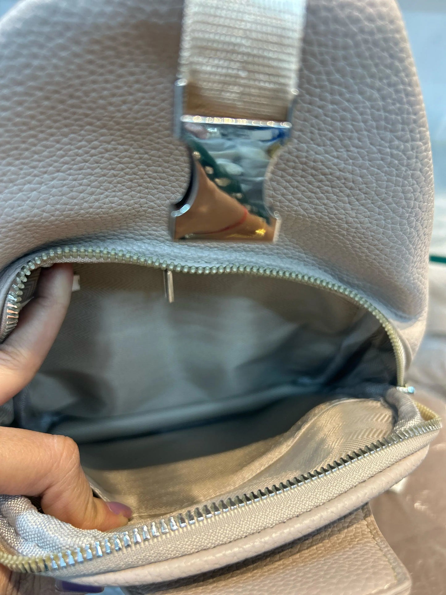 Premium Soft Vegan Leather Chest Bag – Elegant Sand Beige Crossbody Sling for Travel & Daily Wear