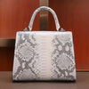 Premium Vegan Crocodile-Embossed Silver Sling Handbag with Buckle Handle