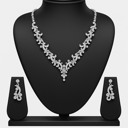 Anti-Tarnish Radium Plated Crystal Statement Necklace Set
