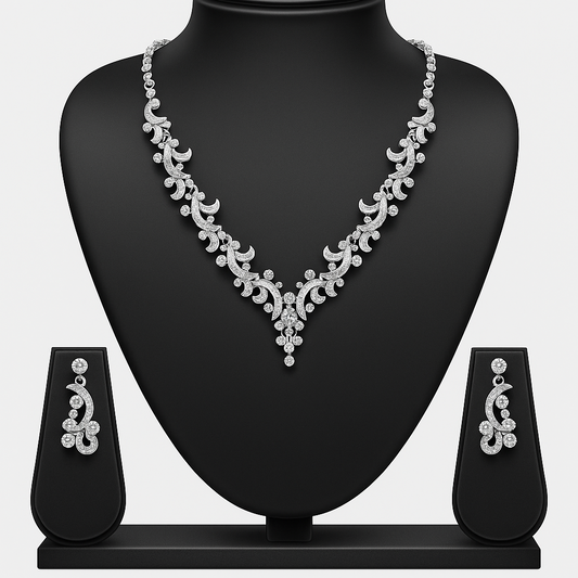 Anti-Tarnish Radium Plated Crystal Statement Necklace Set