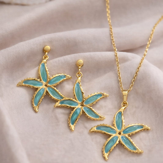 Azure Tide: The Blue Starfish Jewelry Combo