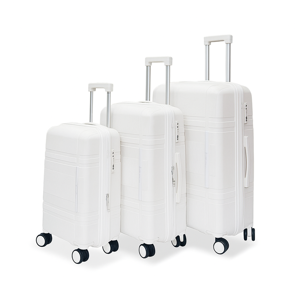 Vayaa 01 White Luggage Set: Durable & Secure PP Trolley with 7-Year Warranty