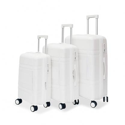 Vayaa 01 White Luggage Set: Durable & Secure PP Trolley with 7-Year Warranty
