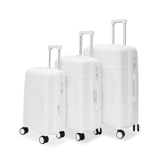 Vayaa 01 White Luggage Set: Durable & Secure PP Trolley with 7-Year Warranty