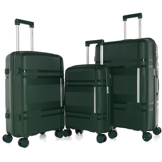 Vayaa 01 Blackish Green Luggage Set: Durable & Secure PP Trolley with 7-Year Warranty