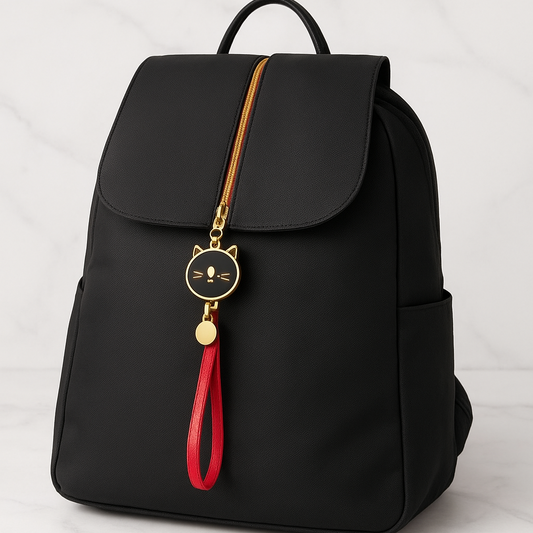 Water-Resistant Black Backpack with Imported Matte Fabric