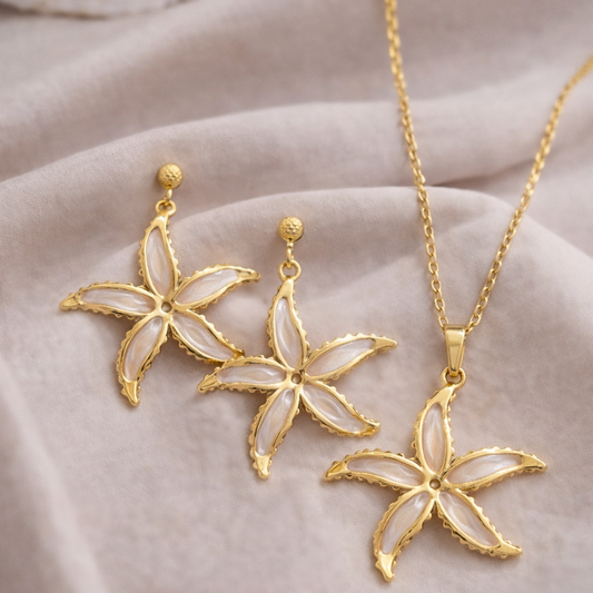 Oceanic Elegance: The White Starfish Jewelry Combo