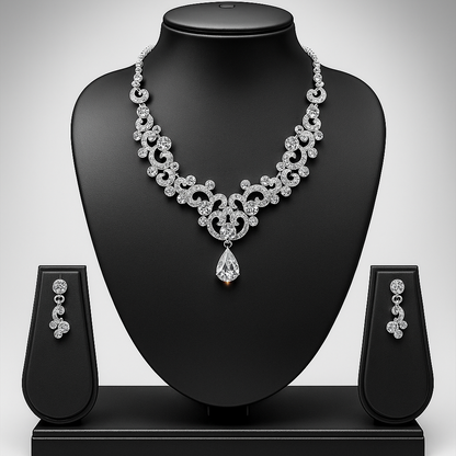 Anti-Tarnish Radium Plated Crystal Necklace Set