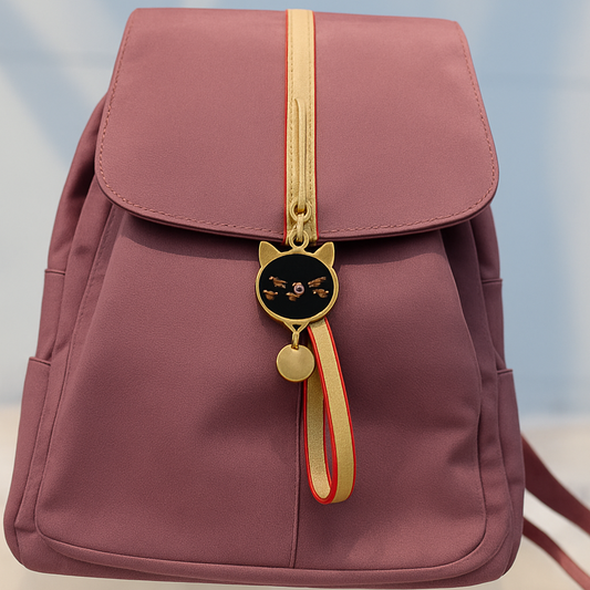 Charming Pink Backpack with Cat Charm for Women