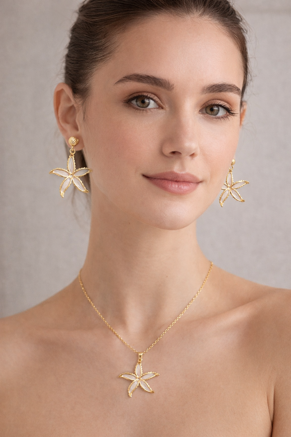 Oceanic Elegance: The White Starfish Jewelry Combo