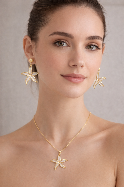 Oceanic Elegance: The White Starfish Jewelry Combo
