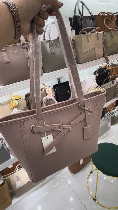 Structured Pink Handbag with Gold Buckle | Perfect for Everyday Style